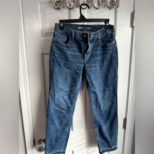 Raw Hem Cropped Midrise Boyfriend Blue Denim Jeans size 2